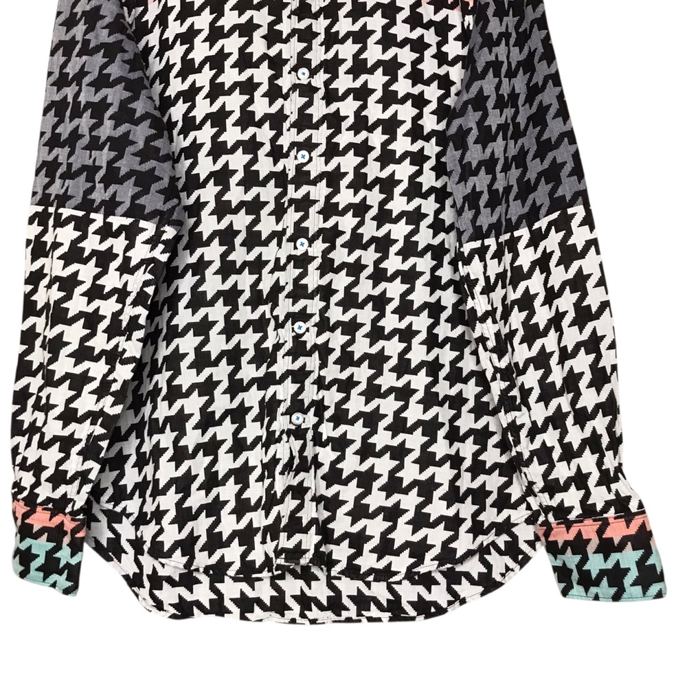 Robert Graham Multicolour Houndstooth Button Front Shirt Long Sleeve Men's Large - Picture 12 of 15